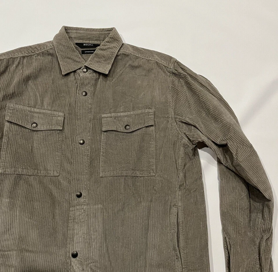 Ermenegildo Zegna men's Taupe Corduroy Overshirt Jacket -  Large - retail $1590 - Image 4 of 4
