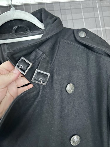 Men’s Coat Size Large L Firetrap Wool Coat Double Breasted Military Design - Picture 4 of 19