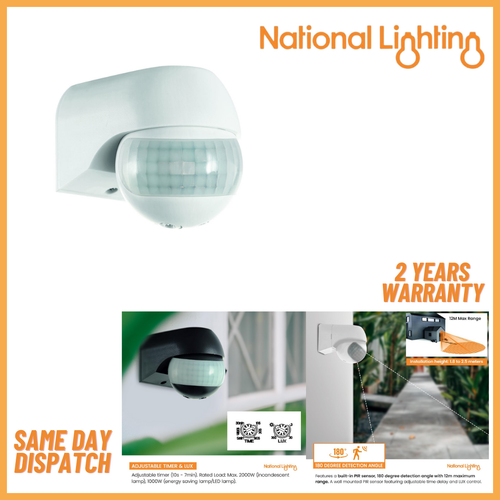 LED Security Wall Sensor PIR 180 Degree Presensce Detector - Timer & LUX Control - Picture 10 of 15