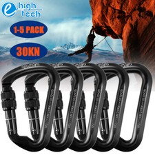 1-5PACK 30KN Climbing Carabiners Auminum Locking Screwgate Outdoor D Shape Clip