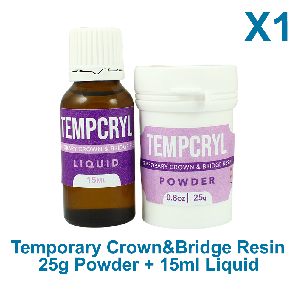 1x Tempcryl Dental Self Curing Acrylic Resin Set Powder 25g & Liquid