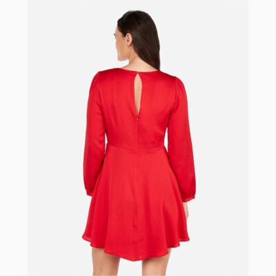 NEW Express Women's Long Sleeve Surplice Fit And Flare Red Dress - S | eBay NEW Express Women's Long Sleeve Surplice Fit And Flare Red Dress - S | eBay