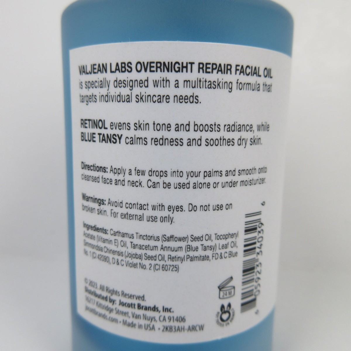 Overnight Repair Facial Oil Retinol + Blue Tansy Valjean Labs 1.83
