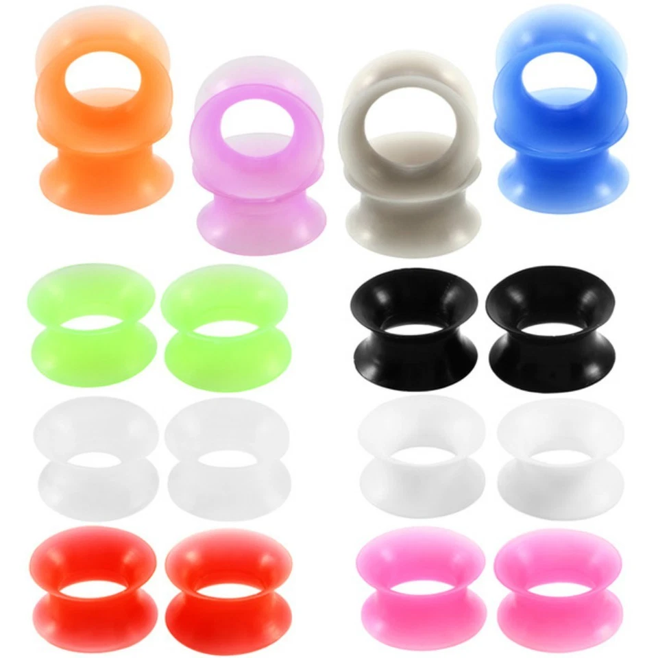 PAAR 3MM - 25MM SILIKON TUNNEL PLUGS OHR PIERCING FLESH PLUG SILICONE STÖPSEL - Bild 1 von 1