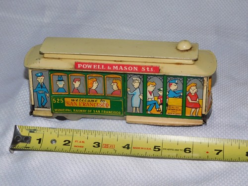 Vtg Powell & Mason Sts #525 Tin Toy Friction Street Trolley Cable Car 1967 Japan