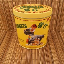 Keller Charles Corsets & Co Norwich England Yellow Oval Tin Canister