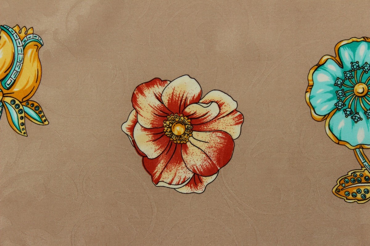 Foulard Carré En Soie Vintage - Motif Batik Fleuri - Multicolore - Italie - 100% Soie - Occasion Bon état