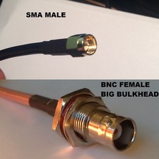 RG58 SMA male to BNC female bulkhead Coaxial cable assembly adapter 2-240" USA