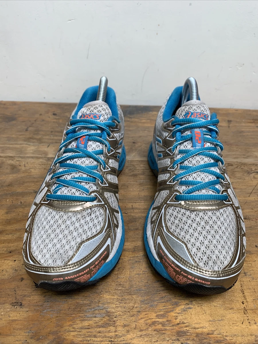 Asics Gel Kayano 20 Sneakers 20th Anniverary Womens 7.5 White Blue Gold 160
