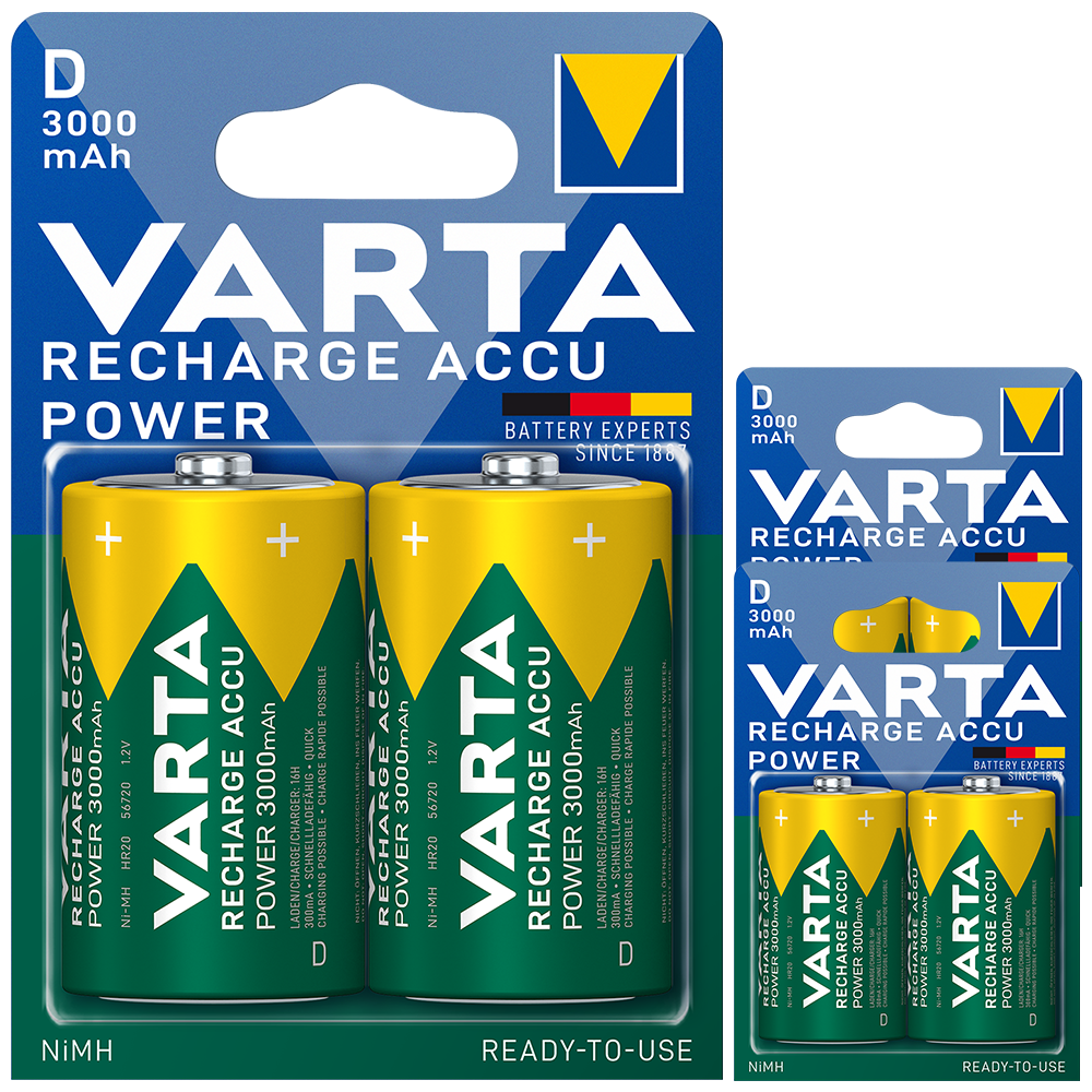 Varta D HR20 3000mAh Rechargeable Batteries x 6 *Latest Generation Accu*