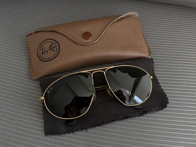 Vintage B&L Ray-Ban W1082 GEP RB3 Green Lens Sunglasses 59-16 USA w/ Case