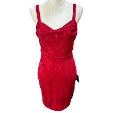 Lulus Red Floral Jacquard Bodycon Cocktail Dress Women’s Medium NWT Mini