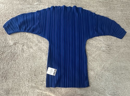 ASOS DESIGN plisse long cocoon sleeves mini dress with waist seam blue 6 new - Picture 13 of 14