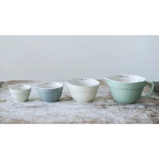 New Creative Co-op Stoneware Batter Bowl Shaped Measuring Cups Set of 4