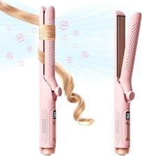 Hair Straightener Curler 2-in-1: 1.25" Flat Iron Women Curling Wand 360  Airflow