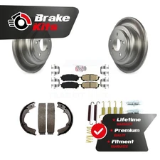 Rear Disc Coated Rotors Ceramic Pads Parking Shoes Hardware Kit For 2.5i RS WRX