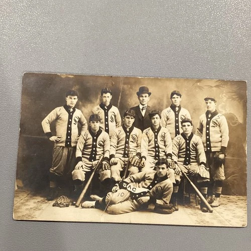 Vintage Base Ball Team Photo Postcard with All Players Listed On The Back
