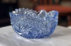 VNT L.E. Smith Comet In The Stars Ice Blue Carnival Glass Bowl Pre-loved MCM