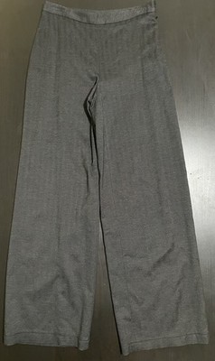 Max Studio Wide-Leg Stretch Wool Herringbone Dress Pants Charcoal Gray, 8