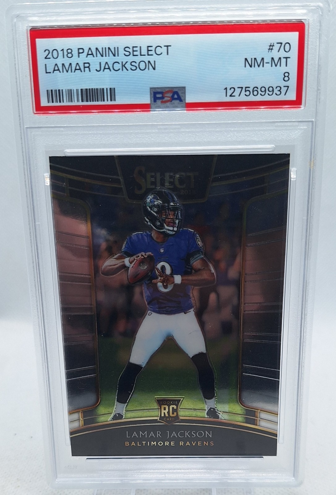 LAMAR JACKSON 2018 PANINI SELECT ROOKIE RC PSA 8 view 1