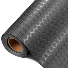 Garage Floor Mat Circular Plate PVC Vinyl Rolls Non-Slip 2mm 7.5"x17" Thick BLK