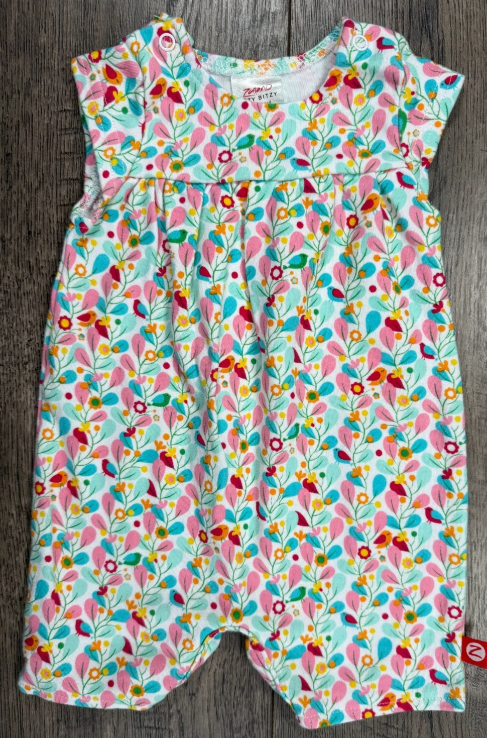 Baby Girl Clothes Nwot Zutano Newborn Blue Pink Leaf Outfit