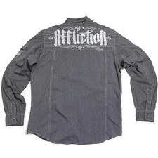 Affliction Black Premium Mens XL Button Front Long Sleeve Shirt Embroidered