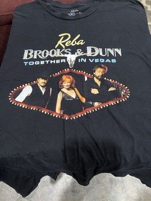 Reba Brooks & Dunn Together In Vegas Tour T-Shirt Black L Concert Setlist Tee