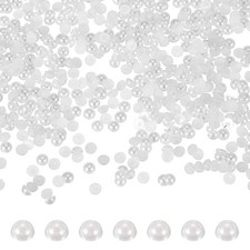 1800 Pcs 4mm White Half Round Pearls Beads for Crafting