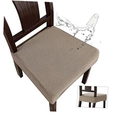  Waterproof Seat Covers for Dining Room Chair Covers 4 PCS-Rear-covered Taupe