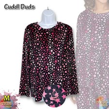 NWOT Cuddl Duds Women's M Printed Velour Pajama Top ONLY, CD70001