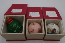 Pier 1 Li Bien 2024 Glass Ball Ornaments Hand Painted Lot of 3 in Boxes Unused