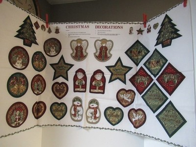 David Textiles Christmas Ornaments English Collection  COTTON FABRIC PANEL  RARE