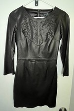 Guess by Marciano Mariana Black Leather Long Sleeve Dress Size 0 Pre-Owned