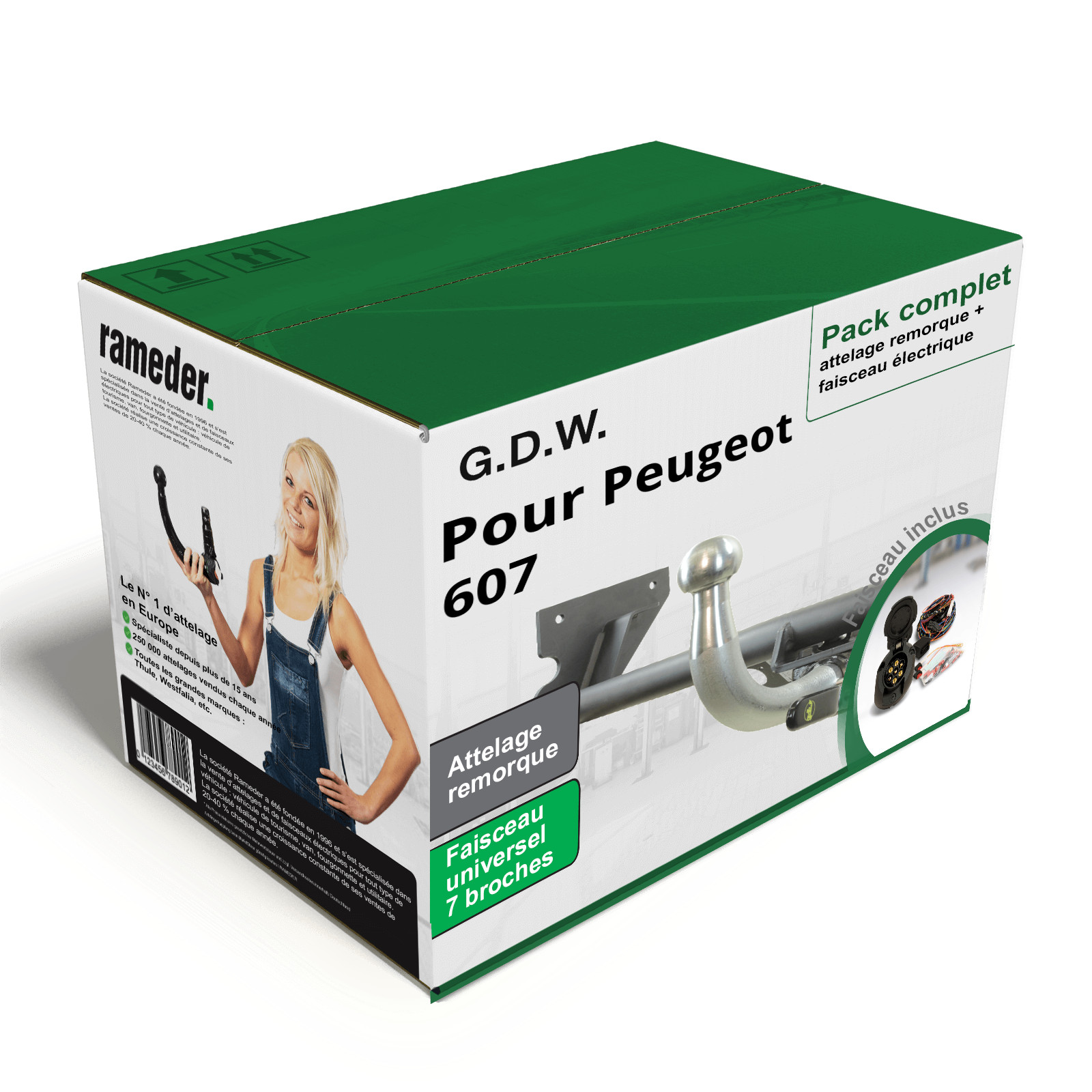 Attelage Peugeot 607 amovible GDW pour tracter une remorque ou installer un porte-vélos