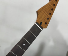 Reverse head 22 fret Roasted Flame Maple guitar neck part 25.5 inch rosewood