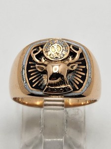 Mens 10k Solid Yellow Gold BPOE Elks Lodge Otsby & Barton Vintage Ring Size 6.25