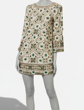 Alice + Olivia Women's Beige Eleonora Embellished Tunic Dress Size 4