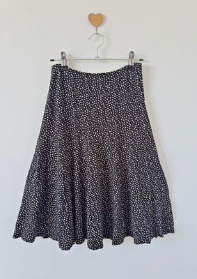 La Fée Maraboutée Polka Dot Midi Skirt Black White Flared 95% Viscose talla M