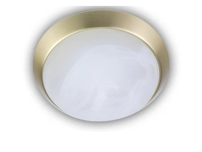LED Deckenleuchte, Glas Alabaster, Messing matt, Ø 25cm, LED Schlafzimmerleuchte - Bild 1 von 4