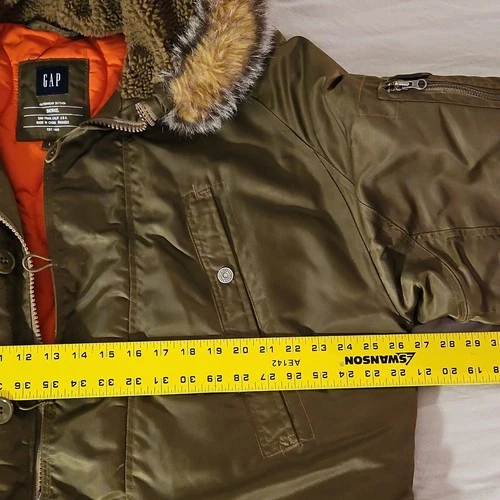 Vintage Y2k GAP Hooded Parka Snorkel Men's L Army Green image 7
