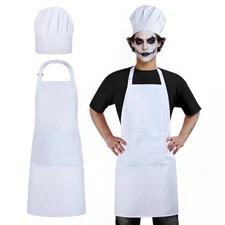 Chef Apron and Hat, Halloween Costume Adjustable Halloween Apron for Men Wome...