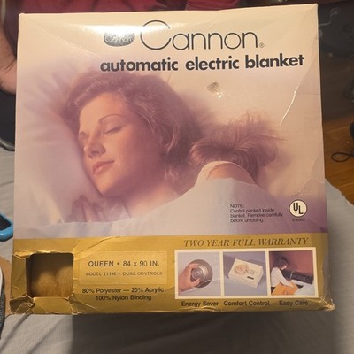 Vintage Cannon Automatic Electric Blanket Dual Controls Queen Beige 84x90