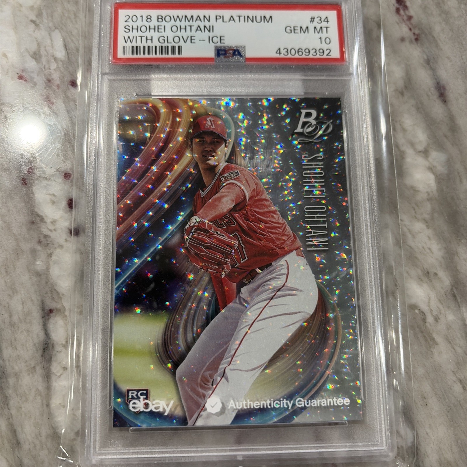 2018 Bowman Platinum Baseball #34 Shohei Ohtani White Ice PSA 10 rookie Low Pop
