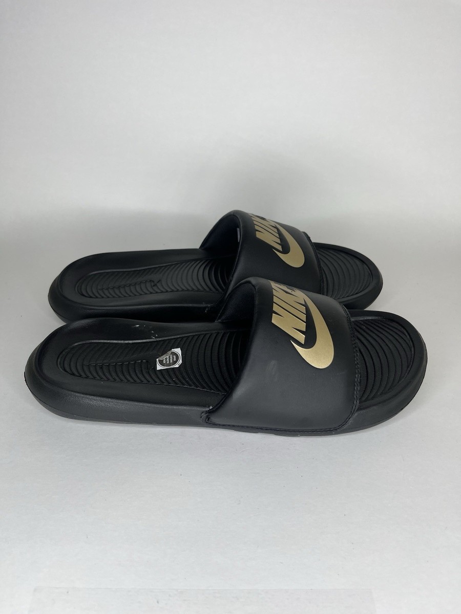 Nike Victori One CN9675 006 Slide Sandal Black/Gold Men\'s Size 18 Slip-On Nike Victori One Slide CN9675 006 Black Metallic Gold  main image 4