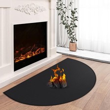Hearth Rugs for Fireplaces Fire Resistant, 42 2' x 3'6" Semicircular , Black