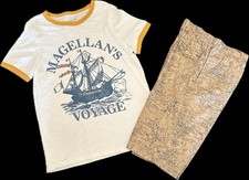 Tea Collection Magellan's Voyage Shirt Map Print Short Set 12 GUC READ