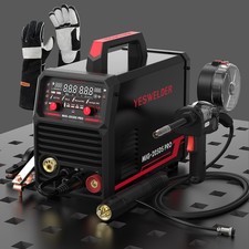 YESWELDER MIG-205DS PRO 5-in-1 Welder with Spool Gun & Gloves, 200A 110V/220V