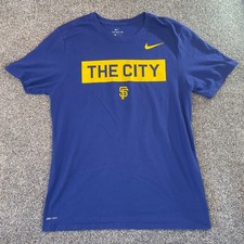 Nike Dri-Fit Golden State Warriors The City Shirt Mens XL Blue Yellow NBA Tee