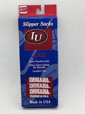 NEW ONE PAIR MENS INDIANA HOOSIERS SLIPPER SOCKS EXTRA TRACTION SOLE